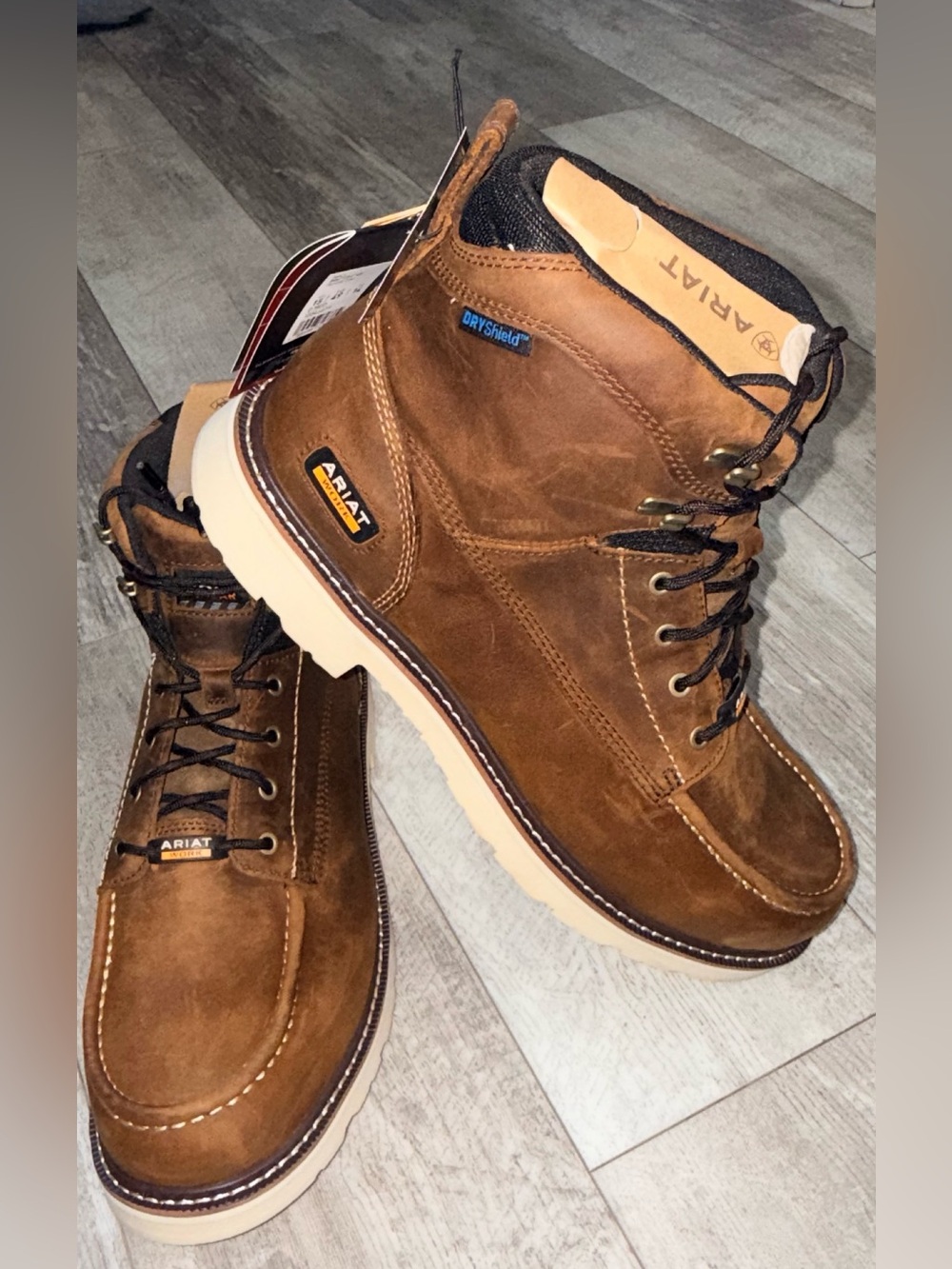 Ariat Rebar Lift 6” Waterproof Work Boots Men’s 15 D Distressed Brown NWT